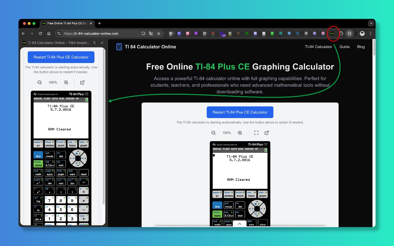 TI-84 Calculator Chrome extension usage preview